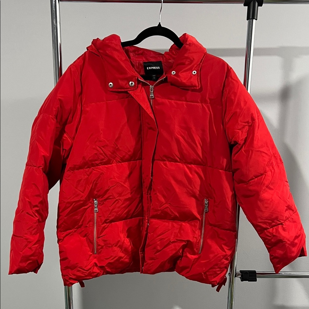 Express Women's Red Puffer Jacket